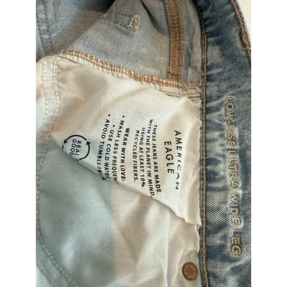 womens jeans size 8 Regular low Rise Wide Leg American Eagle Lightly Worn Clean - Picture 5 of 6
